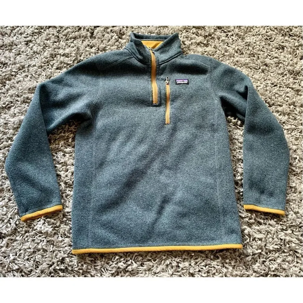 Patagonia BETTER SWEATER 1/4 zip pullover BLUE Fleece Jacket KIDS YOUTH L